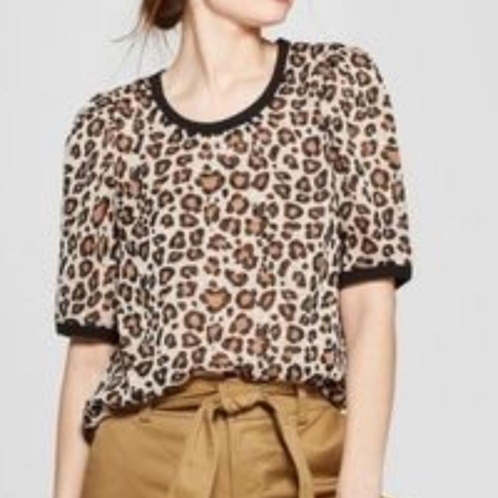Animal print sheer top